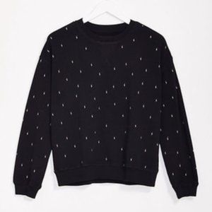 Lou & Grey - Black Lightning Bolt Crewneck Sweatshirt - Size XL